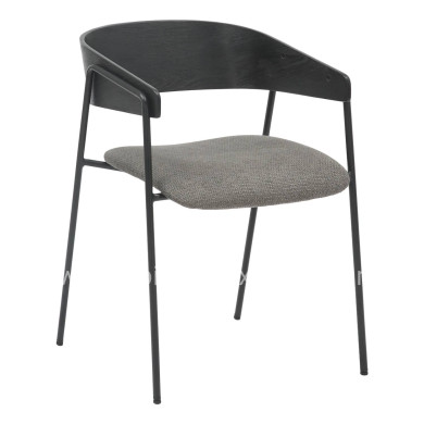 DINING CHAIR KORIN HM9975.02 METAL & PLYWOOD IN BLACK-GREY FABRIC 54x51x72,5Hcm.