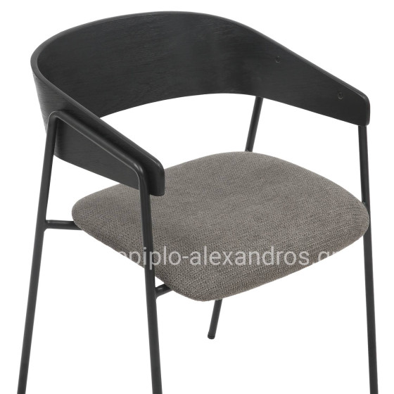 DINING CHAIR KORIN HM9975.02 METAL & PLYWOOD IN BLACK-GREY FABRIC 54x51x72,5Hcm.