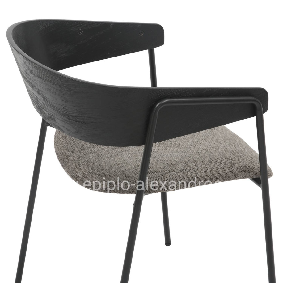 DINING CHAIR KORIN HM9975.02 METAL & PLYWOOD IN BLACK-GREY FABRIC 54x51x72,5Hcm.