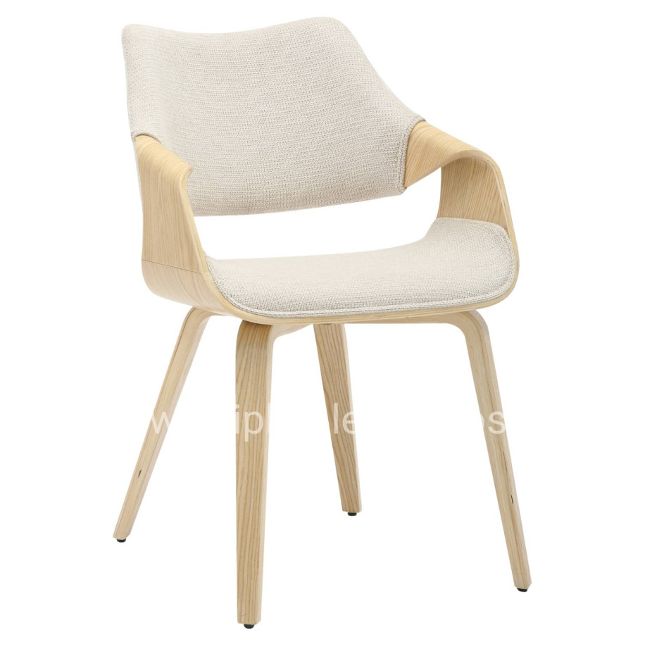 DINING CHAIR NETTO HM9976.01 PLYWOOD FRAME IN OAK-BEIGE FABRIC 55x56x83,5Hcm.