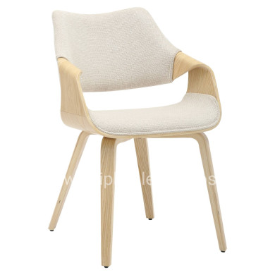 DINING CHAIR NETTO HM9976.01 PLYWOOD FRAME IN OAK-BEIGE FABRIC 55x56x83,5Hcm.