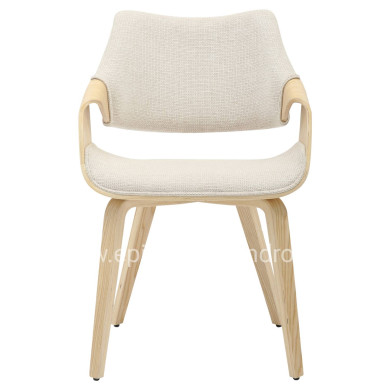 DINING CHAIR NETTO HM9976.01 PLYWOOD FRAME IN OAK-BEIGE FABRIC 55x56x83,5Hcm.