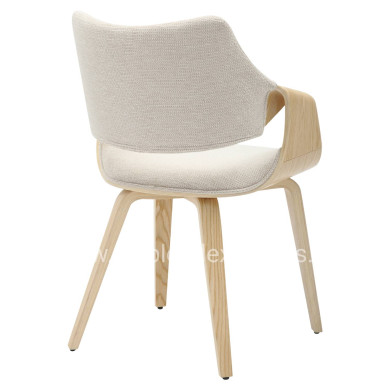 DINING CHAIR NETTO HM9976.01 PLYWOOD FRAME IN OAK-BEIGE FABRIC 55x56x83,5Hcm.