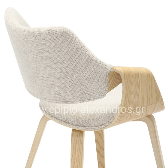 DINING CHAIR NETTO HM9976.01 PLYWOOD FRAME IN OAK-BEIGE FABRIC 55x56x83,5Hcm.