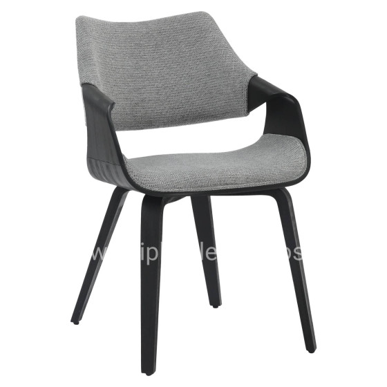 DINING CHAIR NETTO HM9976.02 PLYWOOD FRAME IN BRUSHED BLACK-GREY FABRIC 55x56x83,5Hcm.