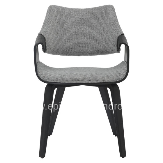 DINING CHAIR NETTO HM9976.02 PLYWOOD FRAME IN BRUSHED BLACK-GREY FABRIC 55x56x83,5Hcm.