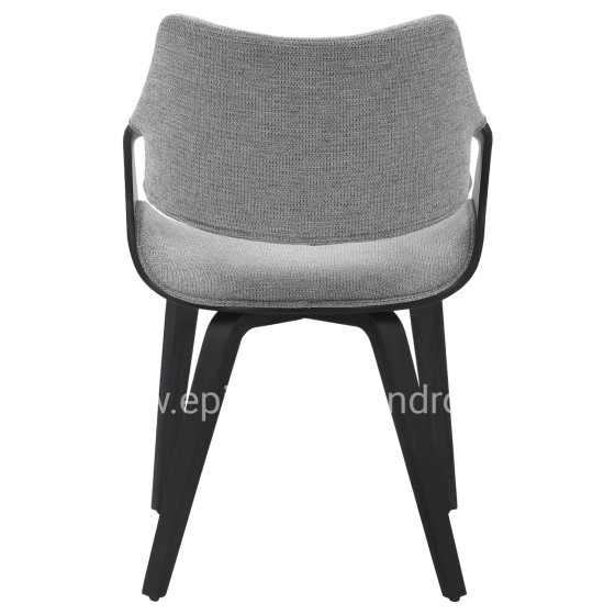 DINING CHAIR NETTO HM9976.02 PLYWOOD FRAME IN BRUSHED BLACK-GREY FABRIC 55x56x83,5Hcm.