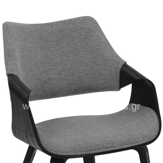 DINING CHAIR NETTO HM9976.02 PLYWOOD FRAME IN BRUSHED BLACK-GREY FABRIC 55x56x83,5Hcm.