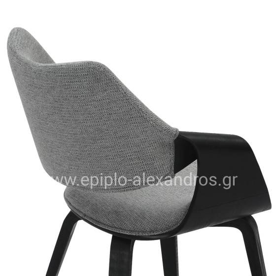 DINING CHAIR NETTO HM9976.02 PLYWOOD FRAME IN BRUSHED BLACK-GREY FABRIC 55x56x83,5Hcm.