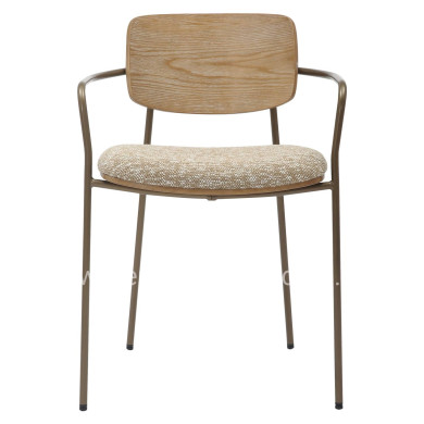 ΚΑΡΕΚΛΑ ΤΡΑΠΕΖΑΡΙΑΣ VIKKI HM9980.01 ΜΕΤΑΛΛΟ-ΞΥΛΟ-ΜΠΕΖ ΥΦΑΣΜΑ 54x54x75,5Υεκ.