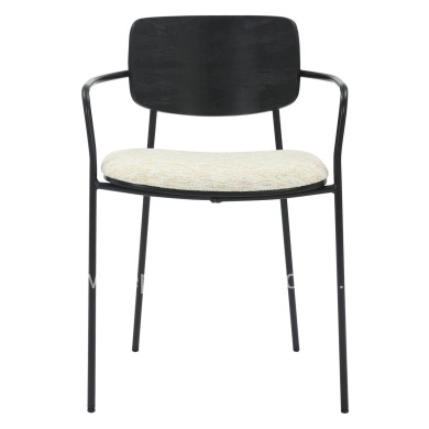 DINING CHAIR VIKKI HM9980.02 METAL & PLYWOOD IN BLACK-ECRU FABRIC 54x54x75,5Hcm.