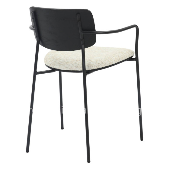 DINING CHAIR VIKKI HM9980.02 METAL & PLYWOOD IN BLACK-ECRU FABRIC 54x54x75,5Hcm.