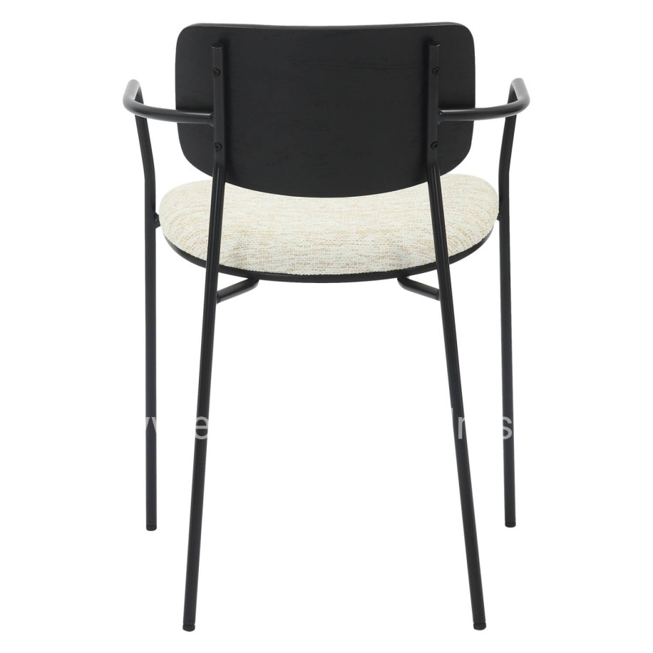 DINING CHAIR VIKKI HM9980.02 METAL & PLYWOOD IN BLACK-ECRU FABRIC 54x54x75,5Hcm.