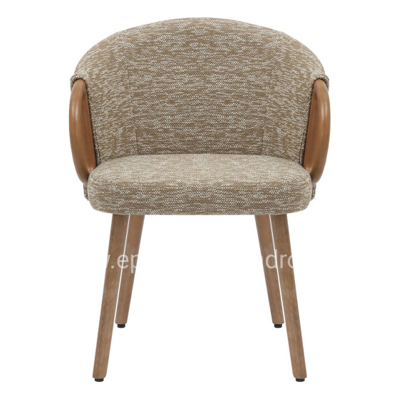 DINING CHAIR RIG HM9979.01 BEECH WOOD LEGS IN WHITEWASH-BEIGE FABRIC 59x58,5x72,5Hcm.