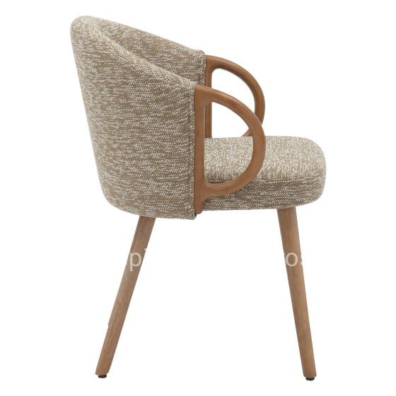 DINING CHAIR RIG HM9979.01 BEECH WOOD LEGS IN WHITEWASH-BEIGE FABRIC 59x58,5x72,5Hcm.
