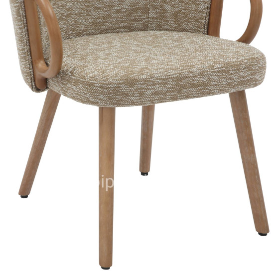 DINING CHAIR RIG HM9979.01 BEECH WOOD LEGS IN WHITEWASH-BEIGE FABRIC 59x58,5x72,5Hcm.