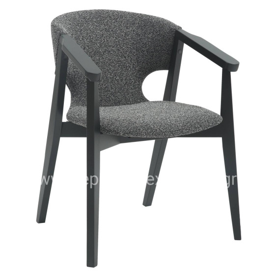 DINING ARMCHAIR YEGER HM9995.01 BEECH WOOD IN BLACK-DARK GREY FABRIC 59x58x78Hcm.