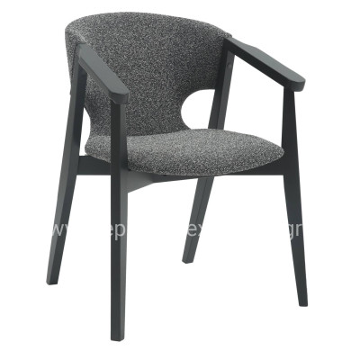 DINING ARMCHAIR YEGER HM9995.01 BEECH WOOD IN BLACK-DARK GREY FABRIC 59x58x78Hcm.