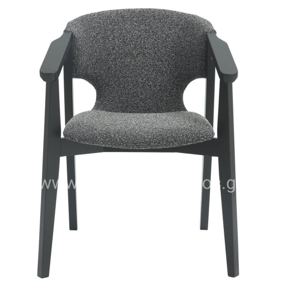 DINING ARMCHAIR YEGER HM9995.01 BEECH WOOD IN BLACK-DARK GREY FABRIC 59x58x78Hcm.