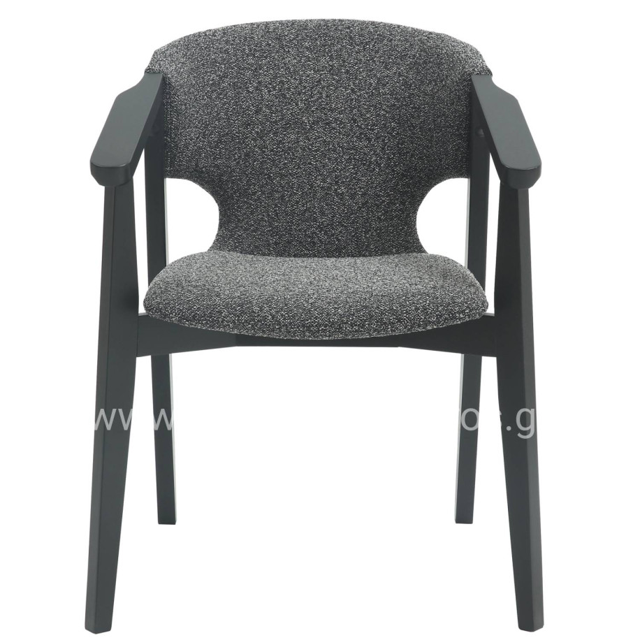 DINING ARMCHAIR YEGER HM9995.01 BEECH WOOD IN BLACK-DARK GREY FABRIC 59x58x78Hcm.