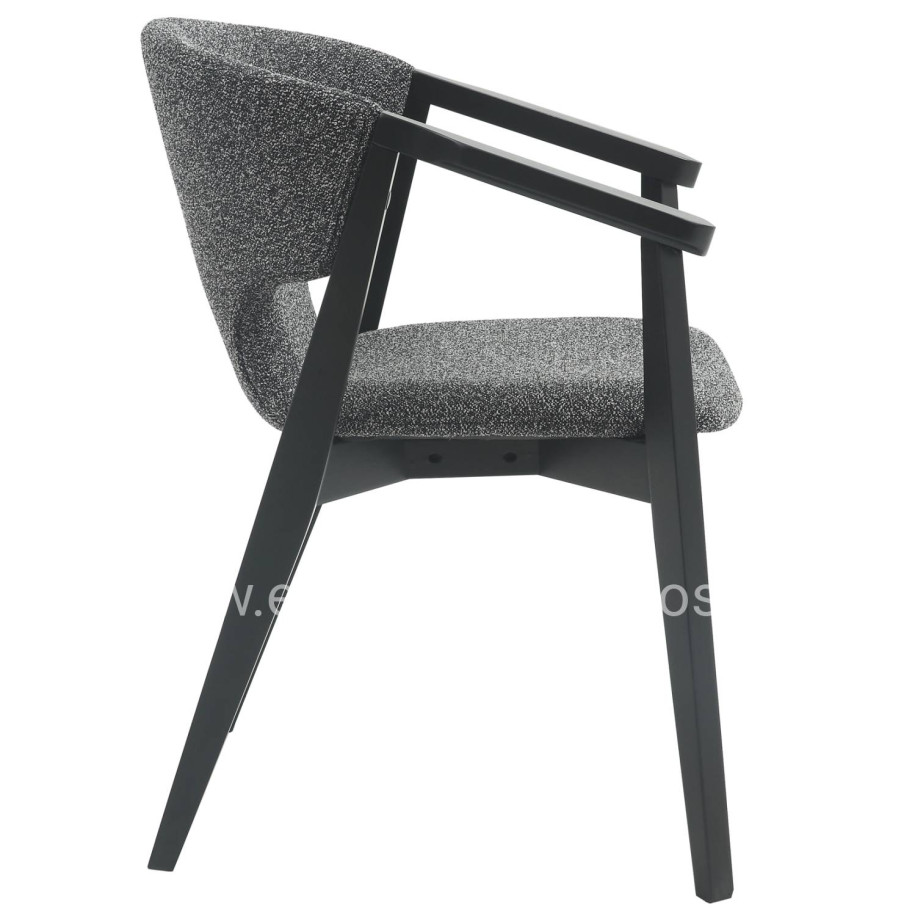 DINING ARMCHAIR YEGER HM9995.01 BEECH WOOD IN BLACK-DARK GREY FABRIC 59x58x78Hcm.