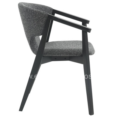 DINING ARMCHAIR YEGER HM9995.01 BEECH WOOD IN BLACK-DARK GREY FABRIC 59x58x78Hcm.