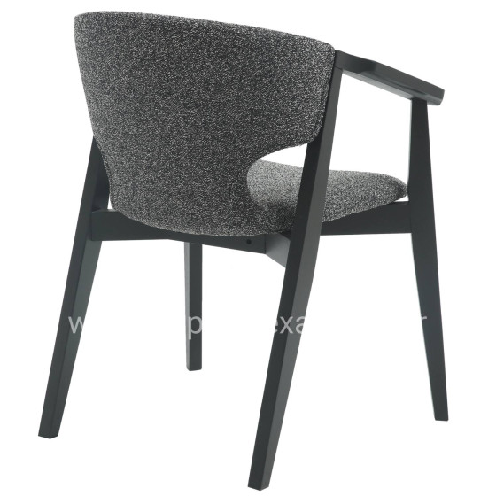 DINING ARMCHAIR YEGER HM9995.01 BEECH WOOD IN BLACK-DARK GREY FABRIC 59x58x78Hcm.