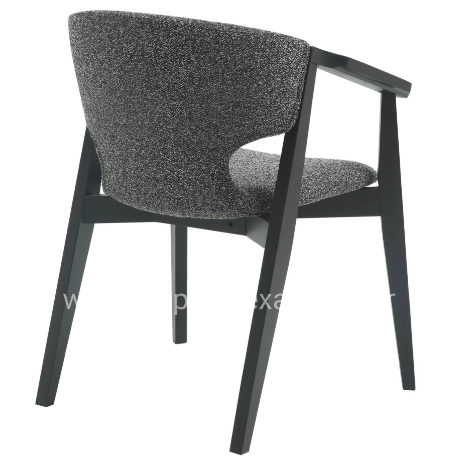 DINING ARMCHAIR YEGER HM9995.01 BEECH WOOD IN BLACK-DARK GREY FABRIC 59x58x78Hcm.
