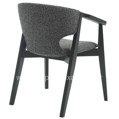 DINING ARMCHAIR YEGER HM9995.01 BEECH WOOD IN BLACK-DARK GREY FABRIC 59x58x78Hcm.