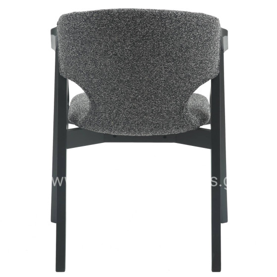 DINING ARMCHAIR YEGER HM9995.01 BEECH WOOD IN BLACK-DARK GREY FABRIC 59x58x78Hcm.