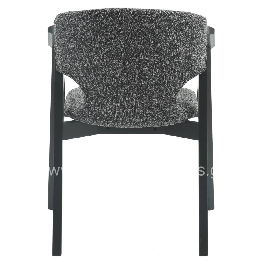 DINING ARMCHAIR YEGER HM9995.01 BEECH WOOD IN BLACK-DARK GREY FABRIC 59x58x78Hcm.