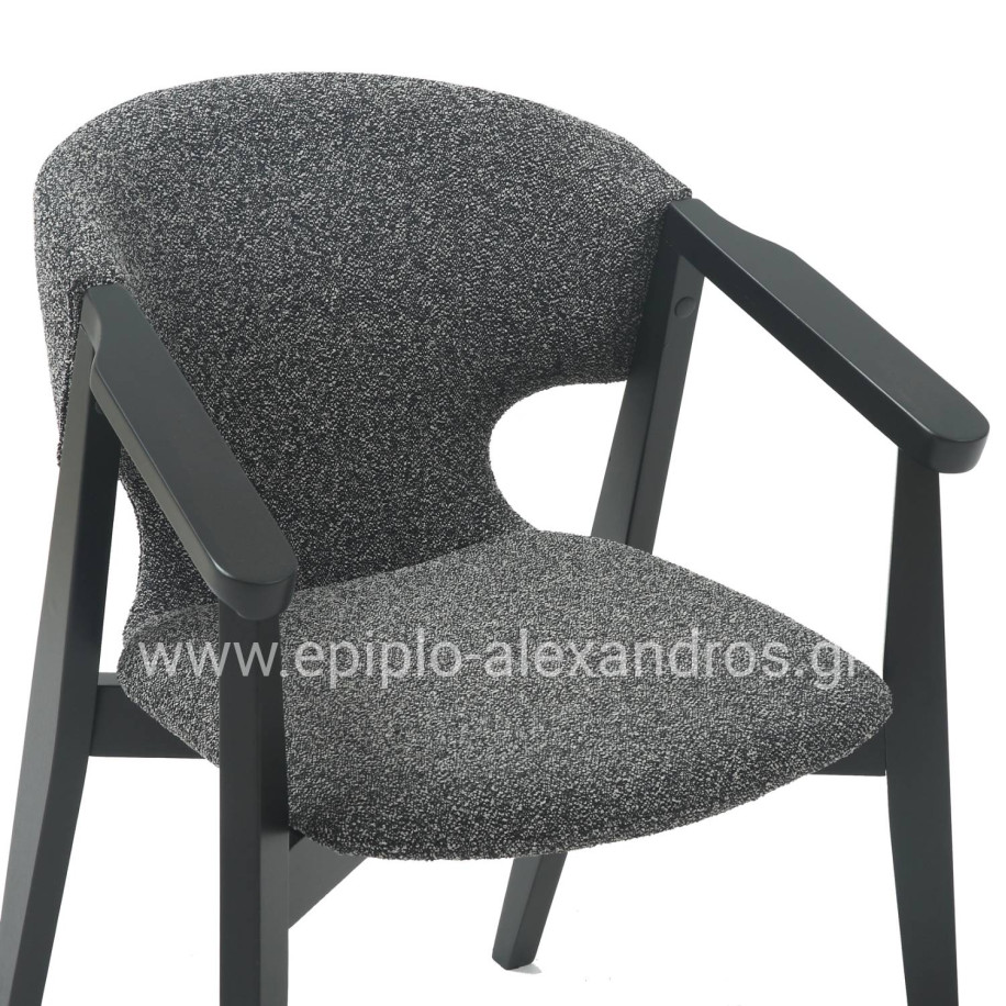 DINING ARMCHAIR YEGER HM9995.01 BEECH WOOD IN BLACK-DARK GREY FABRIC 59x58x78Hcm.