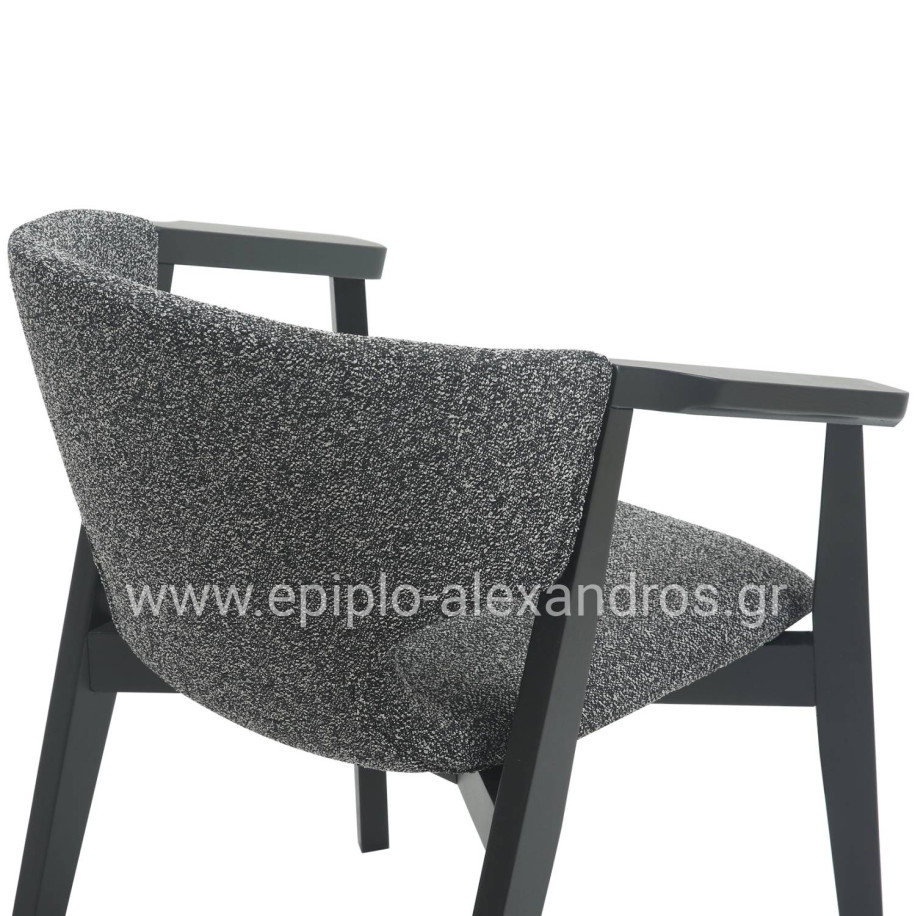 DINING ARMCHAIR YEGER HM9995.01 BEECH WOOD IN BLACK-DARK GREY FABRIC 59x58x78Hcm.
