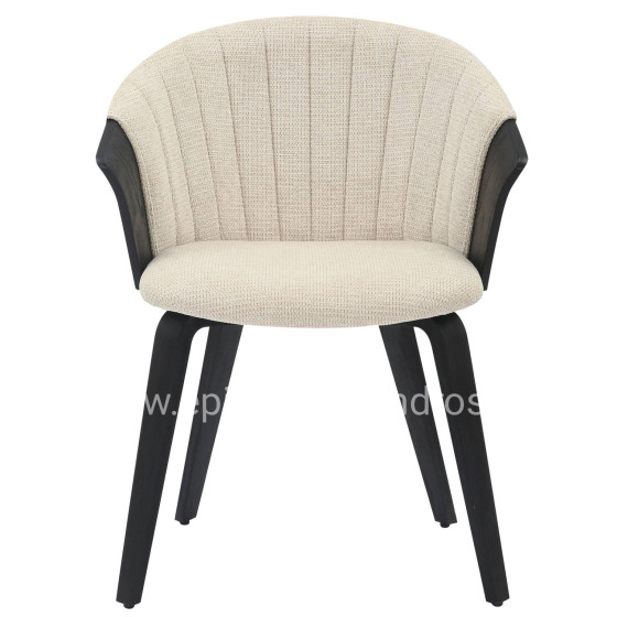 ΚΑΡΕΚΛΑ ΤΡΑΠΕΖΑΡΙΑΣ JESPER HM9977.02 ΣΚΕΛΕΤΟΣ Κ.Π. ΜΑΥΡΟ-ΕΚΡΟΥ ΥΦΑΣΜΑ 61x54x74Υεκ