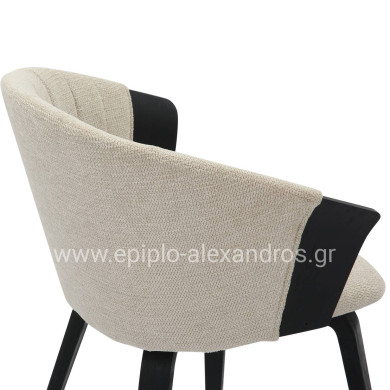 ΚΑΡΕΚΛΑ ΤΡΑΠΕΖΑΡΙΑΣ JESPER HM9977.02 ΣΚΕΛΕΤΟΣ Κ.Π. ΜΑΥΡΟ-ΕΚΡΟΥ ΥΦΑΣΜΑ 61x54x74Υεκ