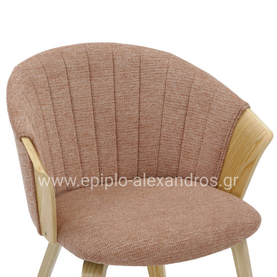 ΚΑΡΕΚΛΑ ΤΡΑΠΕΖΑΡΙΑΣ JESPER HM9977.01 ΣΚΕΛΕΤΟΣ Κ.Π. ΟΑΚ-ΚΑΦΕΚΟΚΚΙΝΟ ΥΦΑΣΜΑ 61x54x74Υεκ