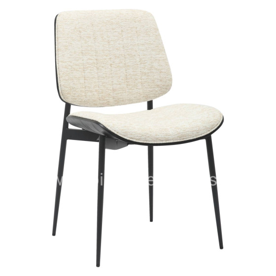 DINING CHAIR CONTI HM9983.02 BLACK METAL & PLYWOOD-ECRU FABRIC 48,5x56x82,5Hcm.