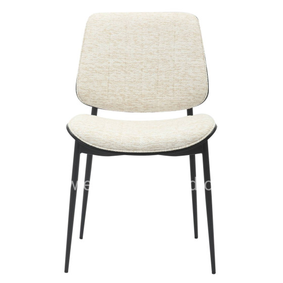 DINING CHAIR CONTI HM9983.02 BLACK METAL & PLYWOOD-ECRU FABRIC 48,5x56x82,5Hcm.