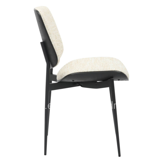 DINING CHAIR CONTI HM9983.02 BLACK METAL & PLYWOOD-ECRU FABRIC 48,5x56x82,5Hcm.