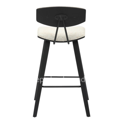 BAR STOOL MED.HEIGHT INOVER HM9984.02 METAL & PLYWOOD-ECRU FABRIC 50,5x49x90Hcm.