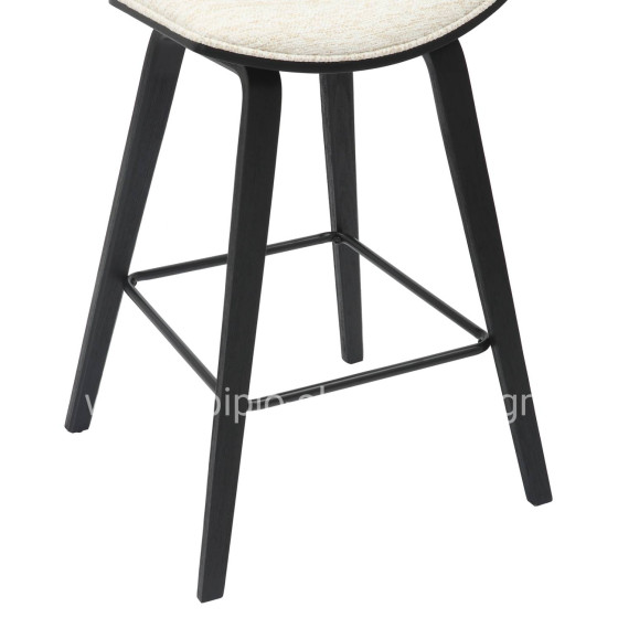 BAR STOOL MED.HEIGHT INOVER HM9984.02 METAL & PLYWOOD-ECRU FABRIC 50,5x49x90Hcm.