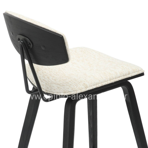 BAR STOOL MED.HEIGHT INOVER HM9984.02 METAL & PLYWOOD-ECRU FABRIC 50,5x49x90Hcm.