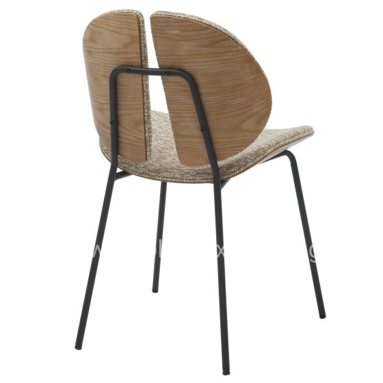 DINING CHAIR LUNGS HM9982.01 BLACK METAL FRAME-BEIGE FABRIC 49x53,5x80Hcm.