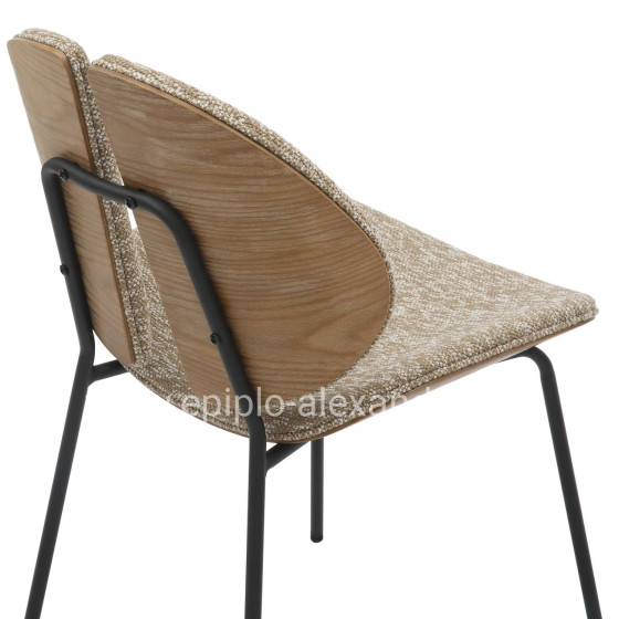 DINING CHAIR LUNGS HM9982.01 BLACK METAL FRAME-BEIGE FABRIC 49x53,5x80Hcm.