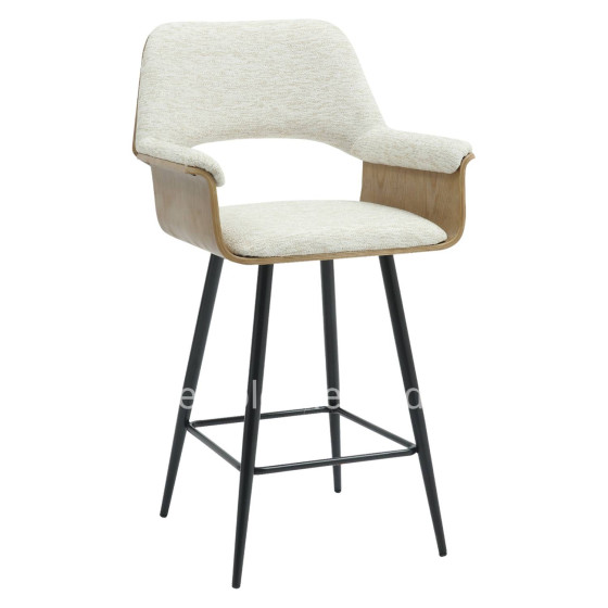 BAR STOOL MED.HEIGHT CLIPP HM9987.02 BLACK METAL LEGS-ECRU FABRIC 57,5x53x98Hcm.