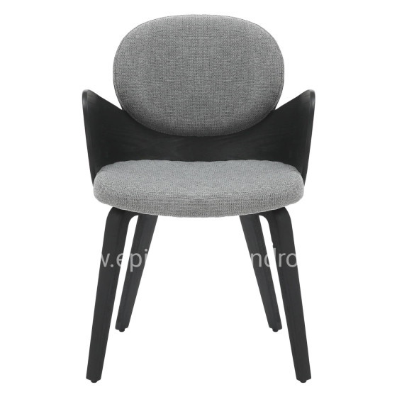 DINING ARMCHAIR DARNELL HM9974.02 PLYWOOD IN BLACK COLOR-GREY FABRIC 56x56x83Hcm.