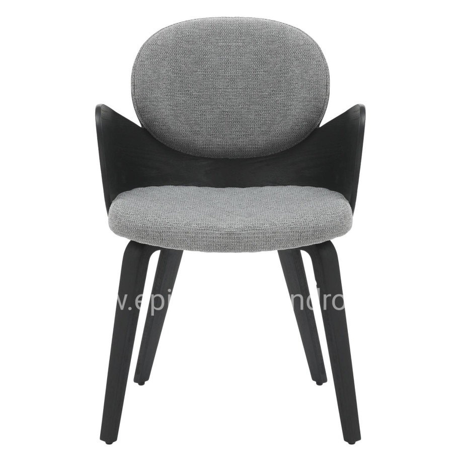 DINING ARMCHAIR DARNELL HM9974.02 PLYWOOD IN BLACK COLOR-GREY FABRIC 56x56x83Hcm.