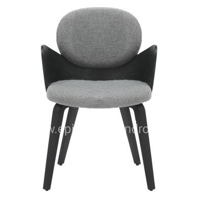 DINING ARMCHAIR DARNELL HM9974.02 PLYWOOD IN BLACK COLOR-GREY FABRIC 56x56x83Hcm.