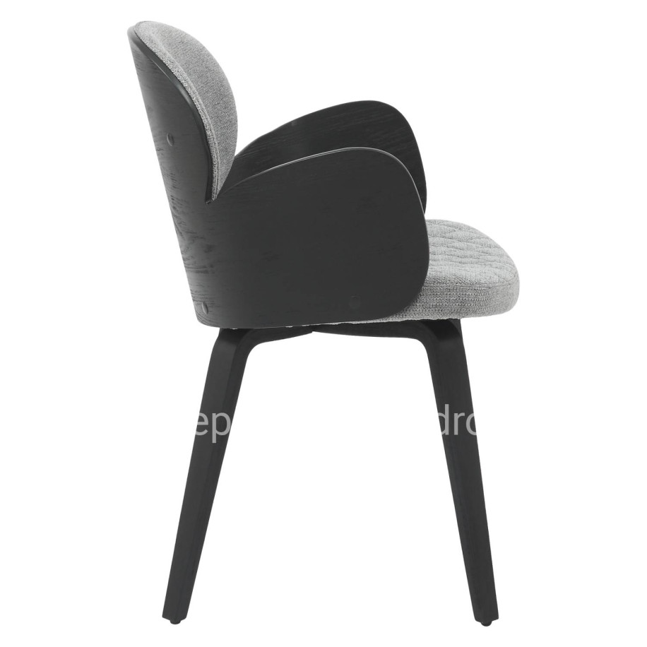 DINING ARMCHAIR DARNELL HM9974.02 PLYWOOD IN BLACK COLOR-GREY FABRIC 56x56x83Hcm.