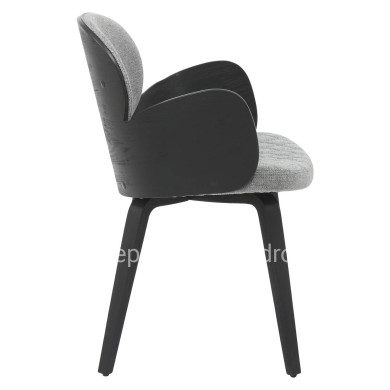 DINING ARMCHAIR DARNELL HM9974.02 PLYWOOD IN BLACK COLOR-GREY FABRIC 56x56x83Hcm.
